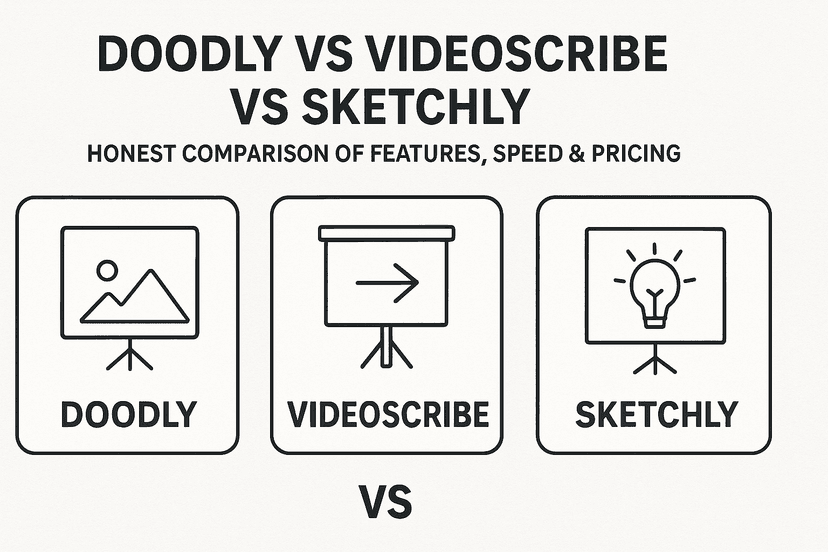 Doodly vs VideoScribe vs Sketchly: Honest Comparison of Features, Speed & Pricing